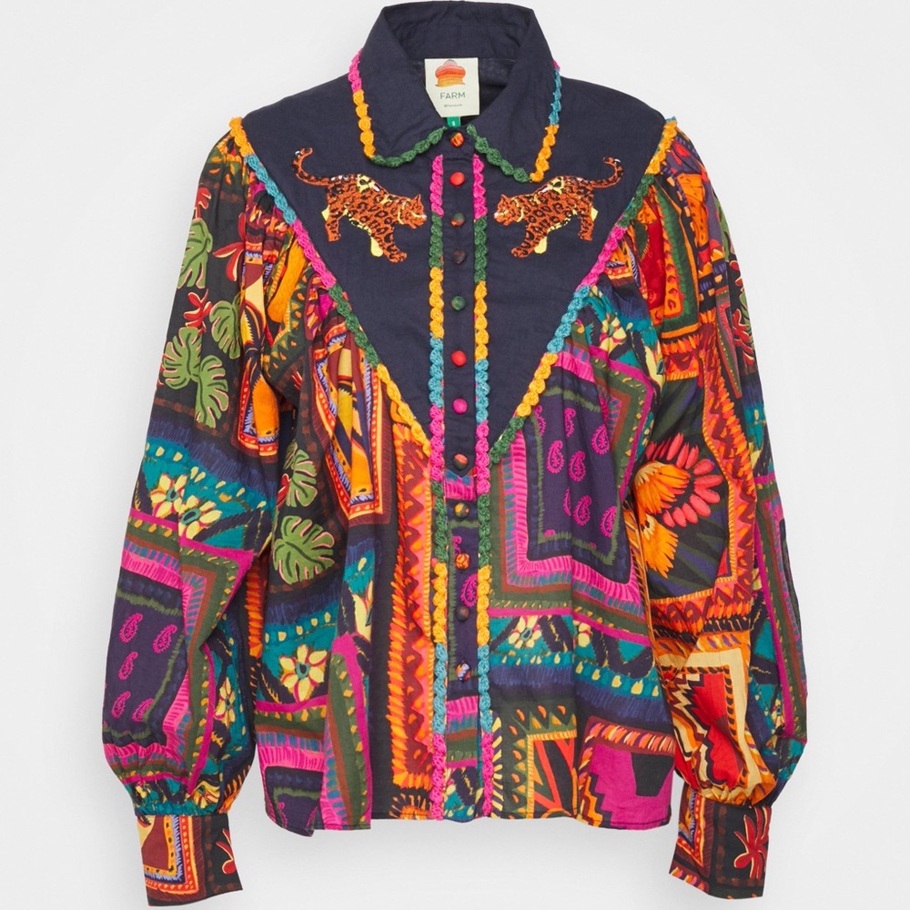 NWT - FARM RIO Patchwork Tapestry Blouse